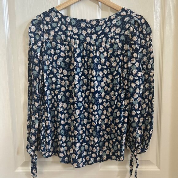 Madewell Shirt Tie-Sleeve Button-Down Top in French Floral S VNeck Boho Peasant - Picture 3 of 8